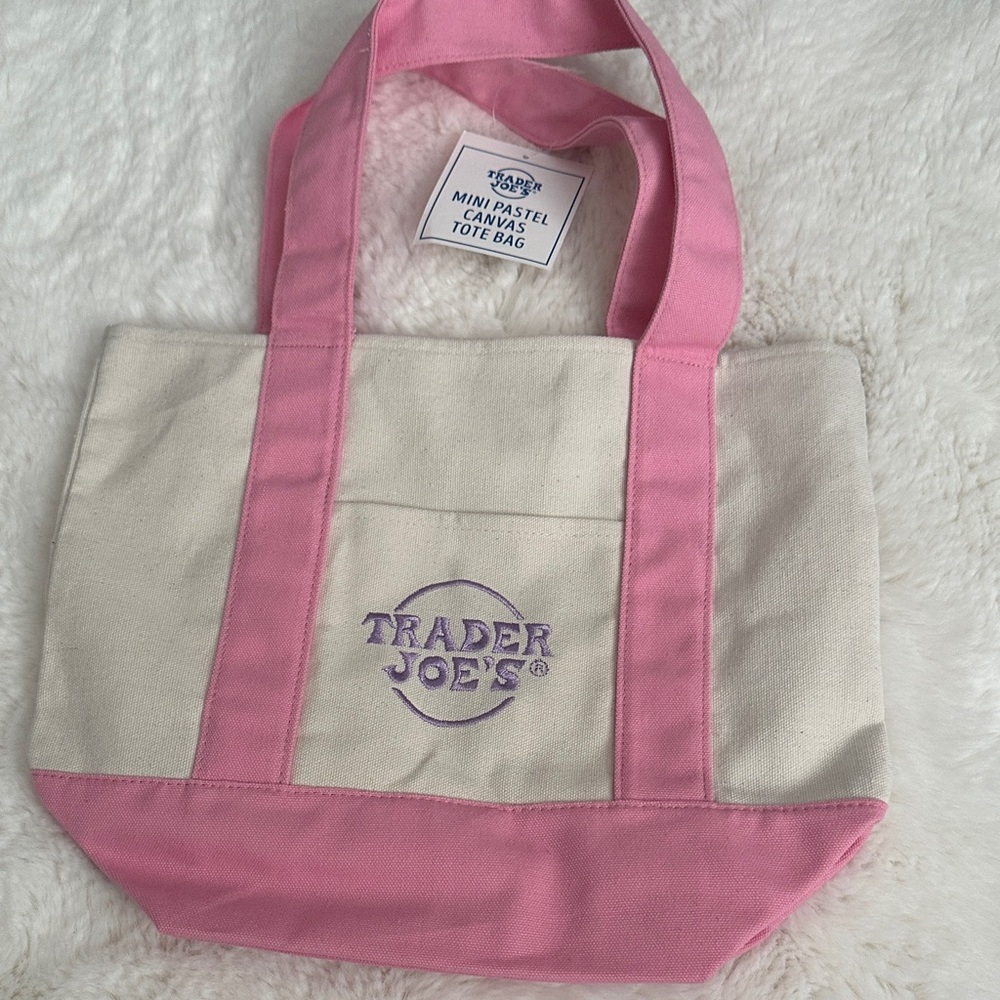Pink and Cream Canvas Tote Bag